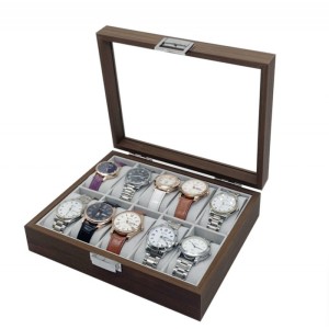 Szkatułka na 10 zegarków, etui, organizer zamykany ze szkłem 26x21cm PDMDF05