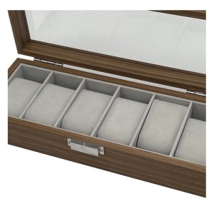 Szkatułka na 6 zegarków, etui, organizer zamykany ze szkłem 31x12x7,5cm PDMDF04