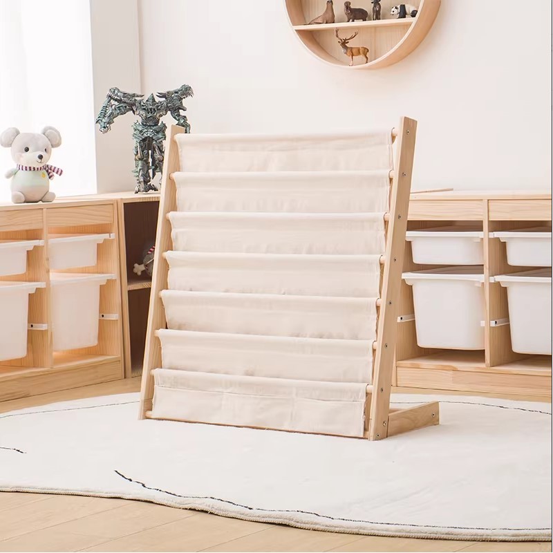 Regał, 6 poziomowy stojak, organizer na książki z kieszonkami 79 x 60 cm SZ45