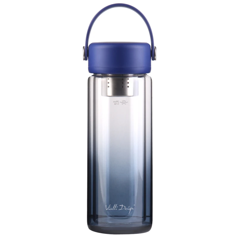 Vialli Design, Butelka z podwójną ścianką i zaparzaczem Fuori 350 ml granatowa 30183