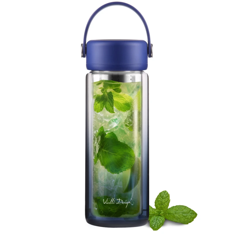 Vialli Design, Butelka z podwójną ścianką i zaparzaczem Fuori 350 ml granatowa 30183