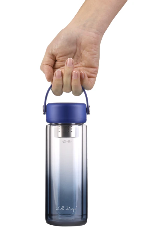 Vialli Design, Butelka z podwójną ścianką i zaparzaczem Fuori 350 ml granatowa 30183
