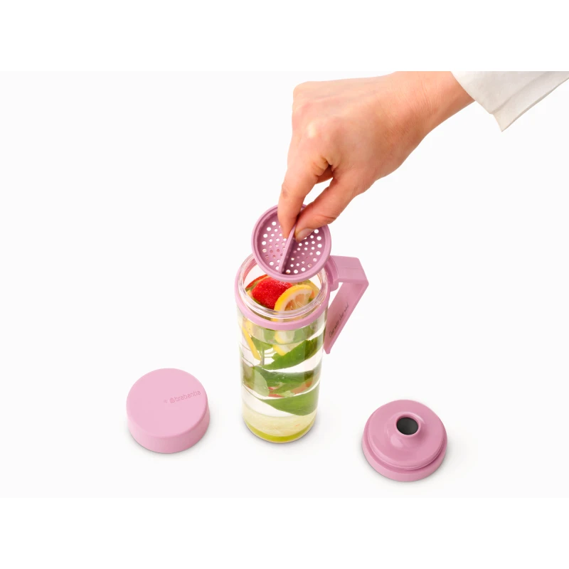 Brabantia, Butelka na wodę z sitkiem Make &amp; Take 500 ml Lilac Pink 241086