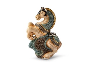 De Rosa Rinconada, ceramiczna figurka z Urugwaju - KOŃ TURNIEJOWY, biały