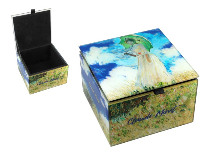 Carmani, szkatułka szklana na biżuterię - CLAUDE MONET/Kobieta z parasolką