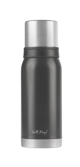 Vialli Design, termos turystyczny z 2 kubkami 1L FUORI grafitowy