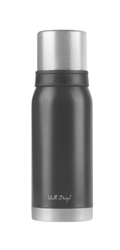Vialli Design, termos turystyczny z 2 kubkami 1L FUORI grafitowy