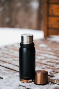 Vialli Design, termos turystyczny z 2 kubkami1l FUORI czarny Rose Gold