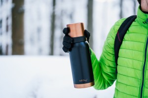 Vialli Design, termos turystyczny z 2 kubkami1l FUORI czarny Rose Gold