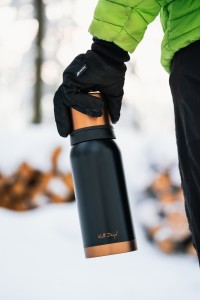 Vialli Design, termos turystyczny z 2 kubkami1l FUORI czarny Rose Gold