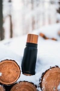 Vialli Design, termos turystyczny z 2 kubkami1l FUORI czarny Rose Gold