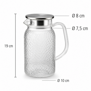 Dzbanek na wodę, napoję z uchwytem i pokrywką z sitkiem 1000 ml