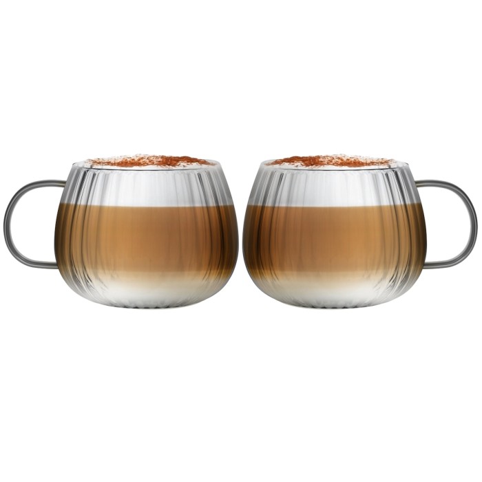 Vialli Design, komplet 2 szklanek z szarym uchem - TULIP, 350ml