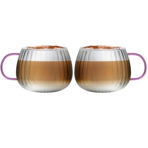 Vialli Design, komplet 2 szklanek z różowym uchem - TULIP, 350ml