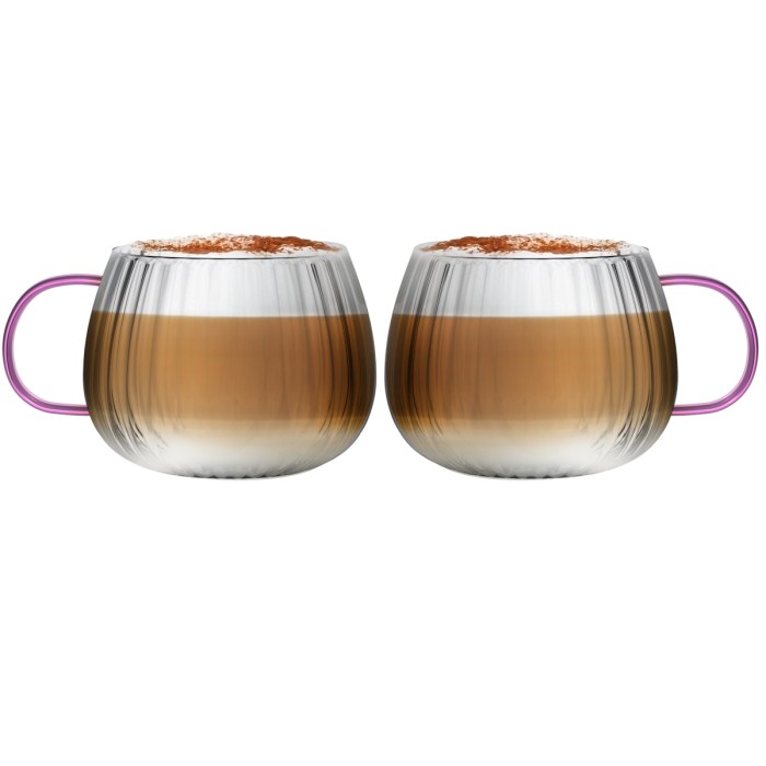 Vialli Design, komplet 2 szklanek z różowym uchem - TULIP, 350ml