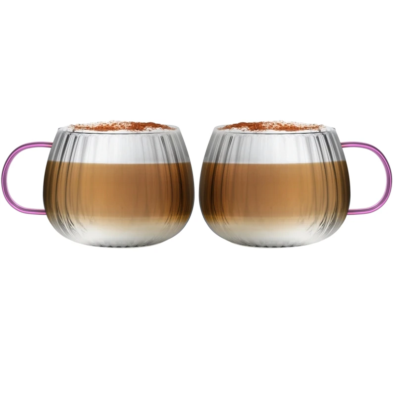Vialli Design, komplet 2 szklanek z różowym uchem - TULIP, 350ml