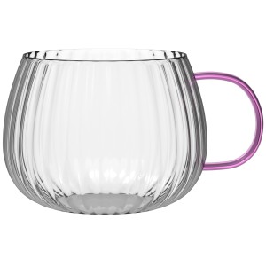 Vialli Design, komplet 2 szklanek z różowym uchem - TULIP, 350ml
