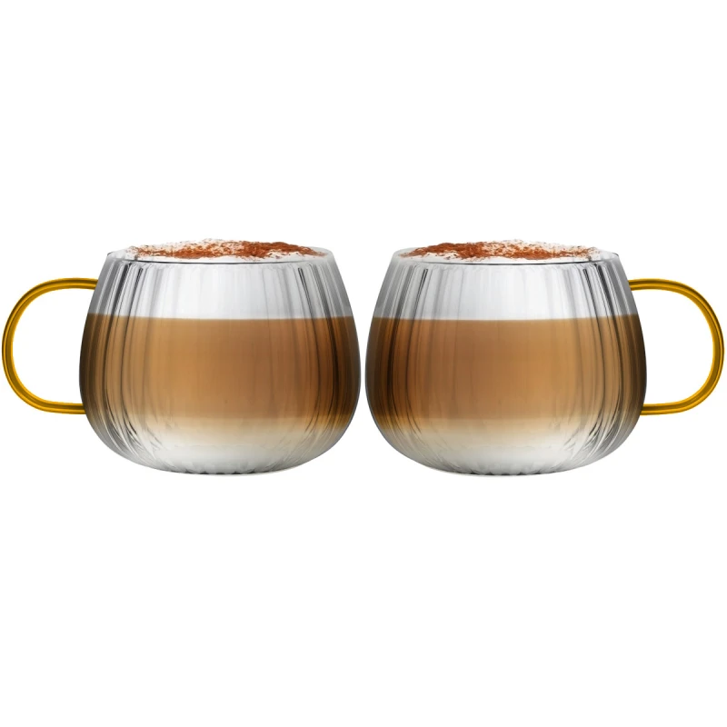 Vialli Design, komplet 2 szklanek z żółtym uchem - TULIP, 350ml
