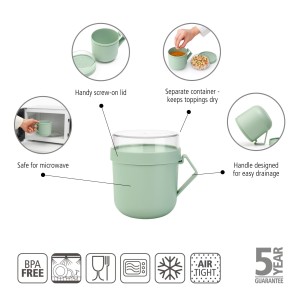 Brabantia, kubek na zupę 600ml Make & Take, jade green