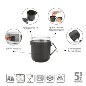 Brabantia, kubek na zupę 600ml - Make & Take, dark grey