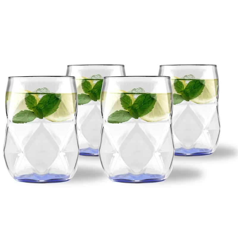 Vialli Design, komplet 4 szklanek z niebieskim dnem 450 ml Geo Fondo Blue
