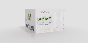 Vialli Design, komplet 4 szklanek z niebieskim dnem 450 ml Geo Fondo Blue