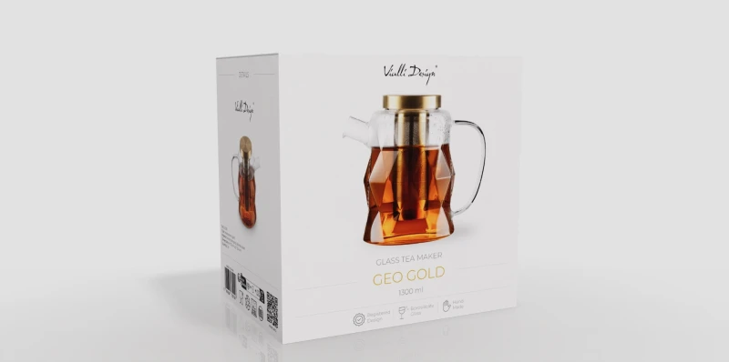 Zaparzacz-dzbanek do herbaty 1300 ml złoty Geo Gold 32156