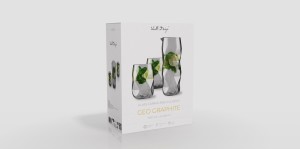 Vialli Design, zestaw 3 el. karafka 1000 ml i 2 szklanki 450 ml szare Geo Graphite