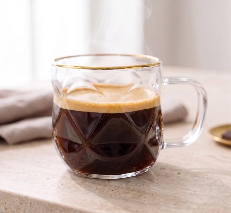 Vialli Design, komplet 2 filiżanki do espresso 120 ml ze złotym rantem Geo Gold