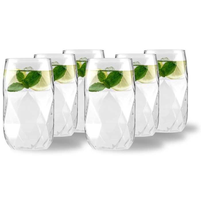 Vialli Design, komplet 6 szklanek wysokich 400 ml Geo