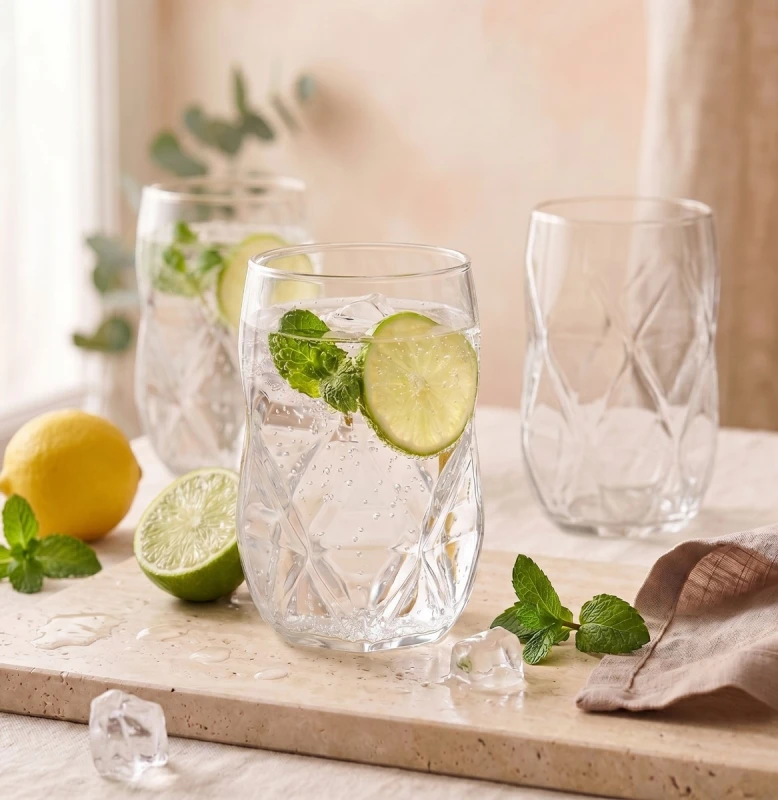 Vialli Design, komplet 6 szklanek wysokich 400 ml Geo