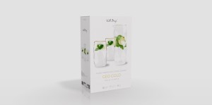 Vialli Design, zestaw 3 el. karafka 1000 ml i 2 szklanki wysokie 400 ml ze złotym rantem Geo Gold