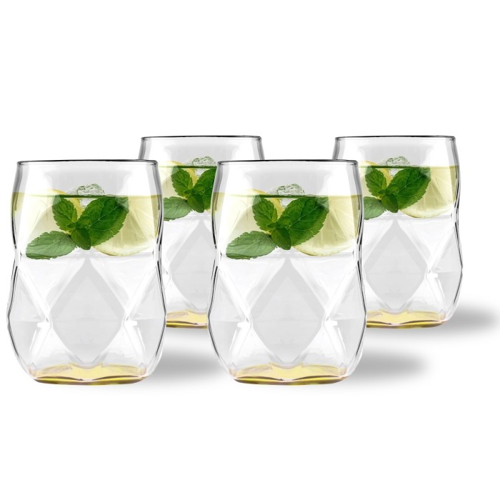 Vialli Design, komplet 4 szklanek z żółtym dnem 450 ml Geo Fondo Yellow