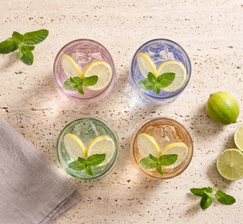 Vialli Design, komplet 4 szklanek z żółtym dnem 450 ml Geo Fondo Yellow