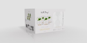 Vialli Design, komplet 4 szklanek z żółtym dnem 450 ml Geo Fondo Yellow