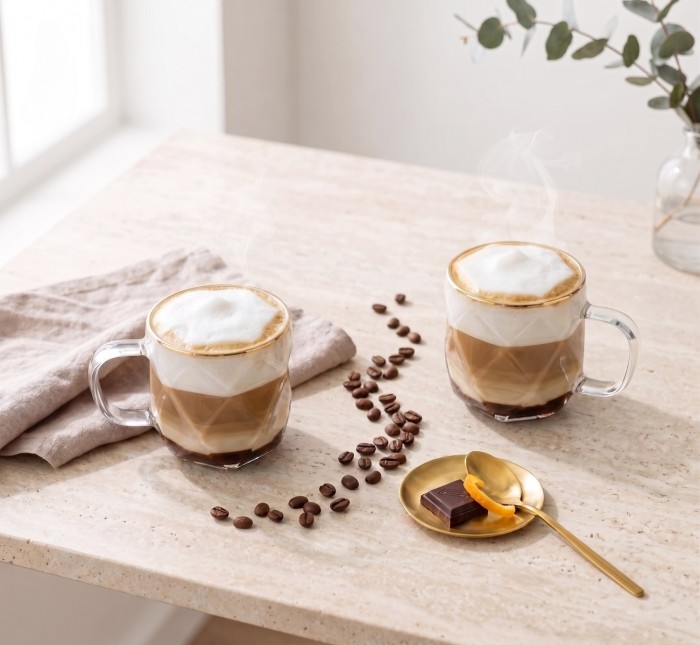 Vialli Design, komplet 2 filiżanki 350 ml ze złotym rantem Geo Gold