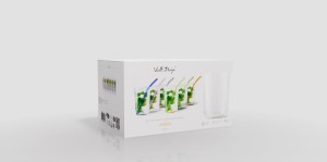 Vialli Design, zestaw 6 szklanek z kolorowym dnem 500 ml ze słomkami - VIBRA