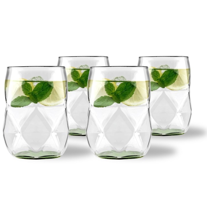 Vialli Design, komplet 4 szklanek z zielonym dnem 450 ml Geo Fondo Green