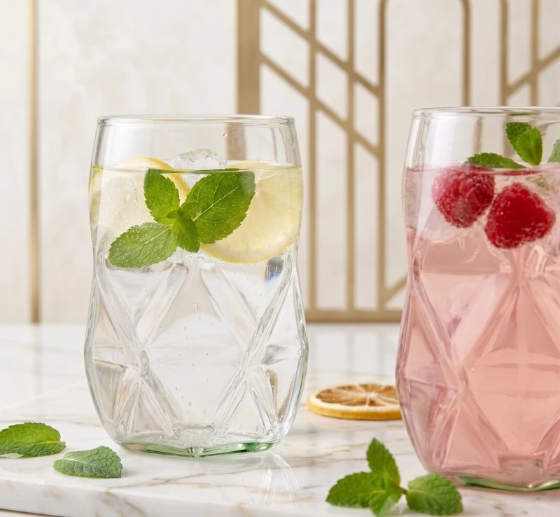 Vialli Design, komplet 4 szklanek z zielonym dnem 450 ml Geo Fondo Green