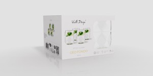 Vialli Design, komplet 4 szklanek z zielonym dnem 450 ml Geo Fondo Green