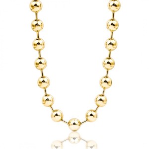 Naszyjnik stal szlachetna pozłacana 14k złotem, kuleczki 6mm