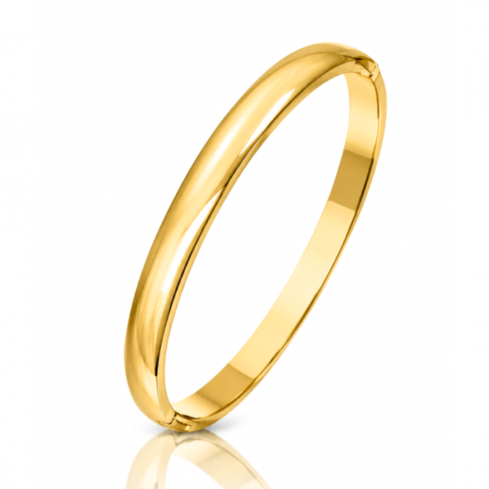 Bransoletka na rękę stal chirurgiczna pozłacana 14k złotem, 5mm gładka obręcz