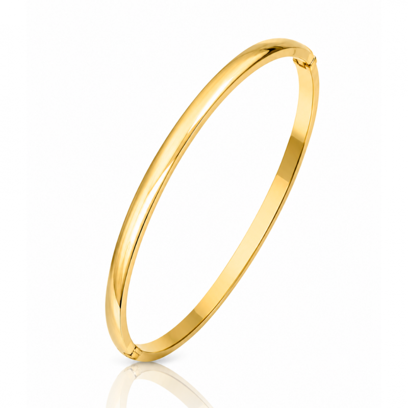 Bransoletka na rękę stal chirurgiczna pozłacana 14k złotem, 3mm gładka obręcz