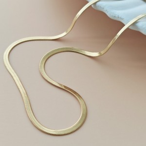 Naszyjnik stal szlachetna pozłacana 14k złotem, żyłka 3mm