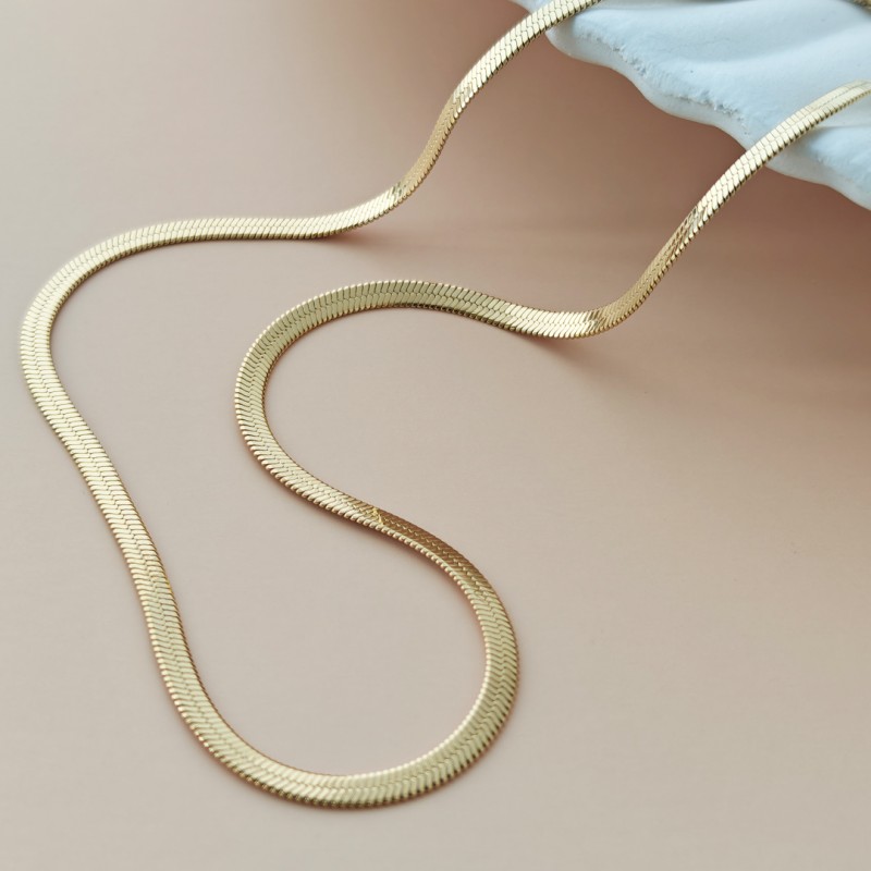 Naszyjnik stal szlachetna pozłacana 14k złotem, żyłka 3mm