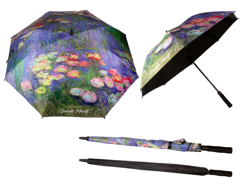 Carmani, parasol automatyczny - CLAUDE MONET/Lilie wodnei (wysyłka tylko pod adres !!!)