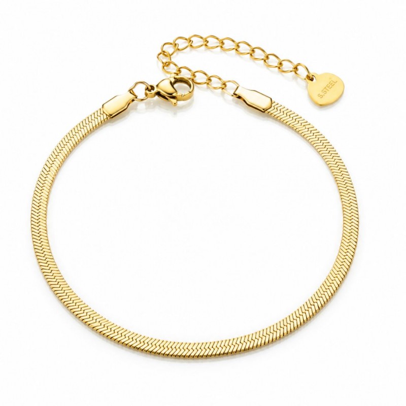 Bransoletka na rękę stal chirurgiczna pozłacana 14k złotem, żyłka 3mm