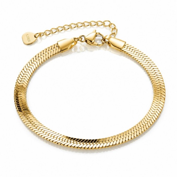 Bransoletka na rękę stal chirurgiczna pozłacana 14k złotem, żyłka 5mm