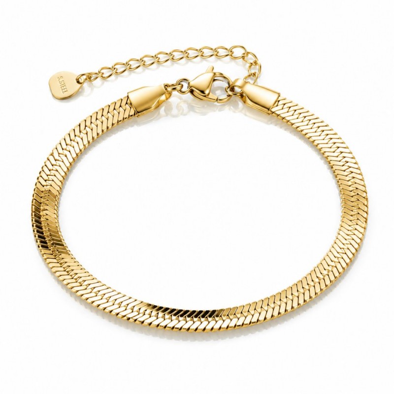 Bransoletka na rękę stal chirurgiczna pozłacana 14k złotem, żyłka 5mm