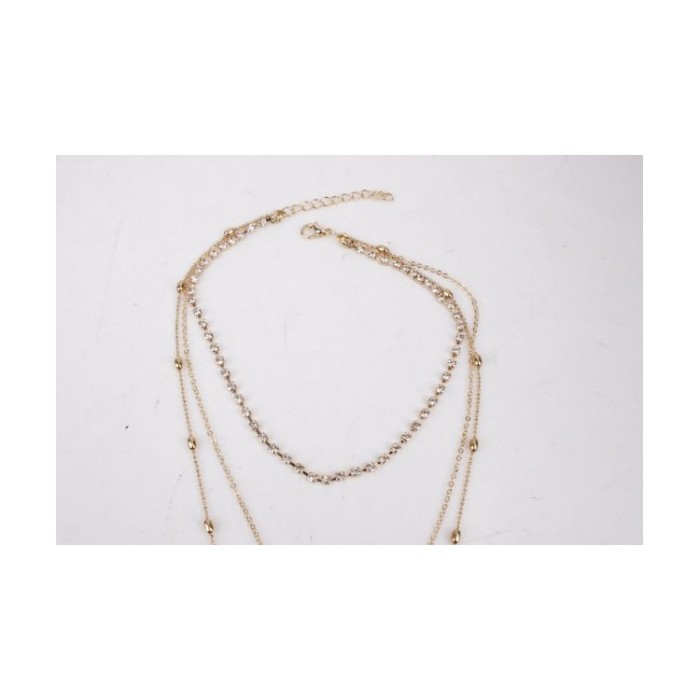 NASZYJNIK CHOKER TRZYCZĘŚCIOWY Z PEREŁKĄ I KRYSZTAŁKAMI
